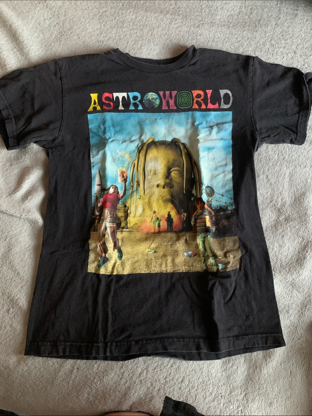 Astroworld Graphic Tee in Black with Multicolor Print